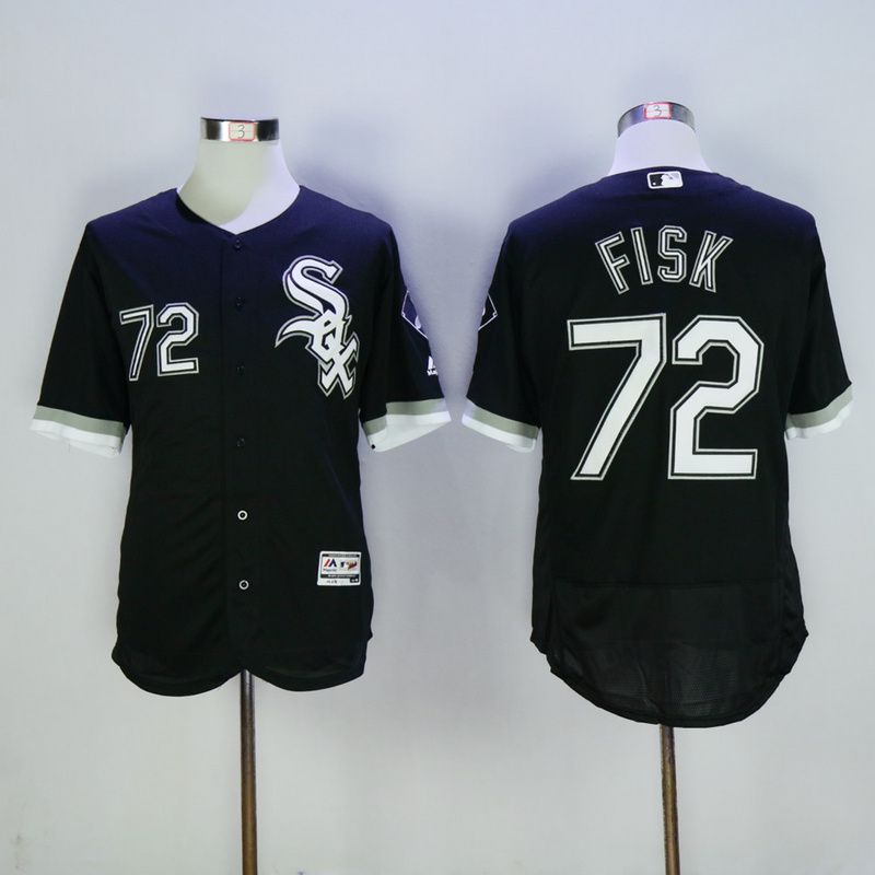 Men Chicago White Sox #72 Fisk Black MLB Jerseys